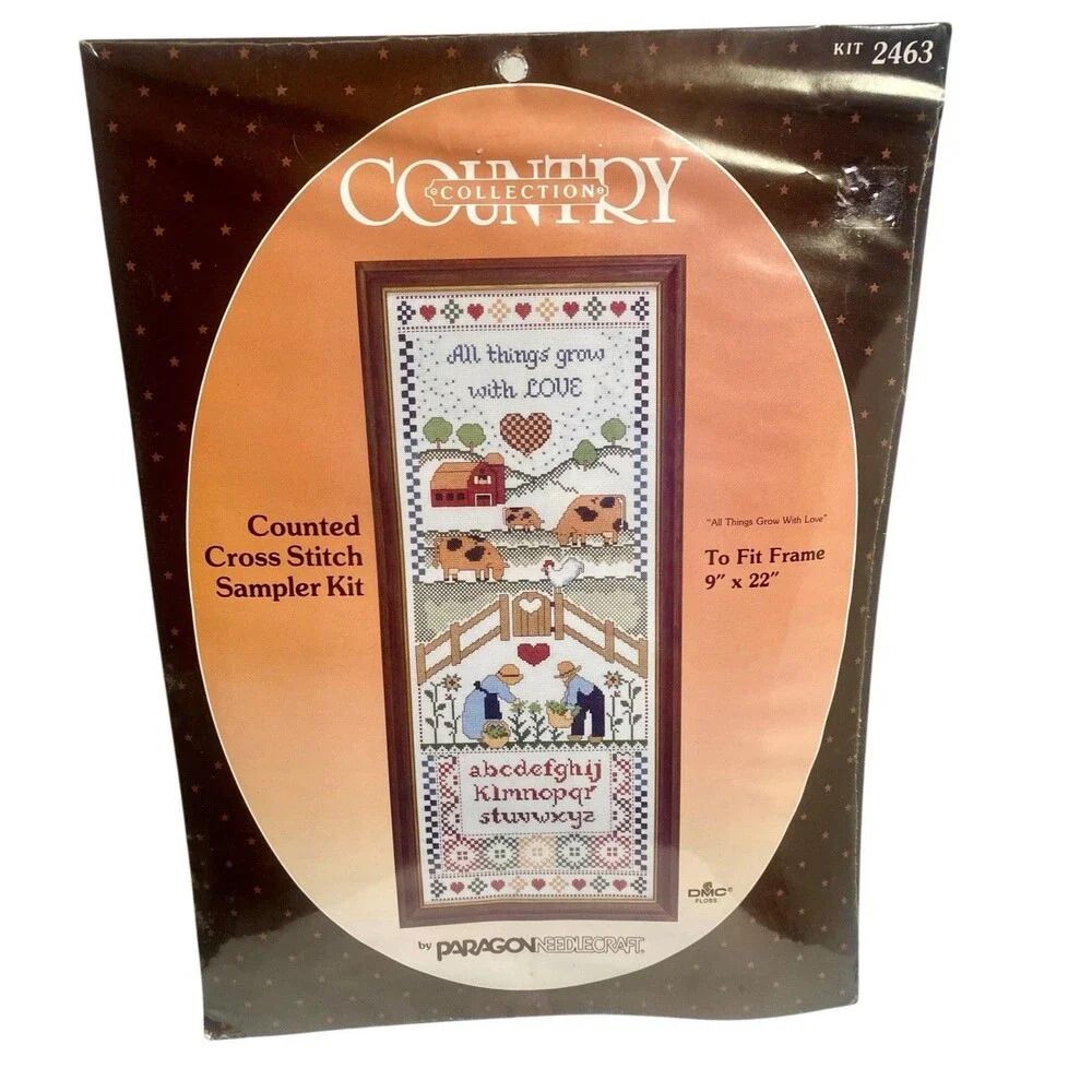 NIP Country Collection Counted Cross Stitch All Things Grow with Love 80s